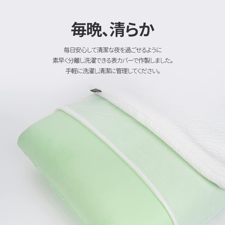 Zinus Memory Foam Pillow Green Tea Memory Foam Pillow Antibacterial Treatment White 40 x 60 x 15cm PMPMP4