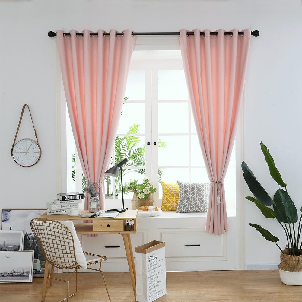 2pcs Set Polyester Curtains Mildew Proof Lightproof Curtain Bedroom Living Room Pink 229*229cm