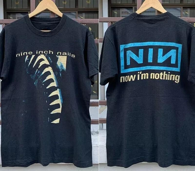 Nine Inch Nails NIN 2 Side Black T shirt 90s Unisex Classic Style S5XL Unisex T-Shirt L