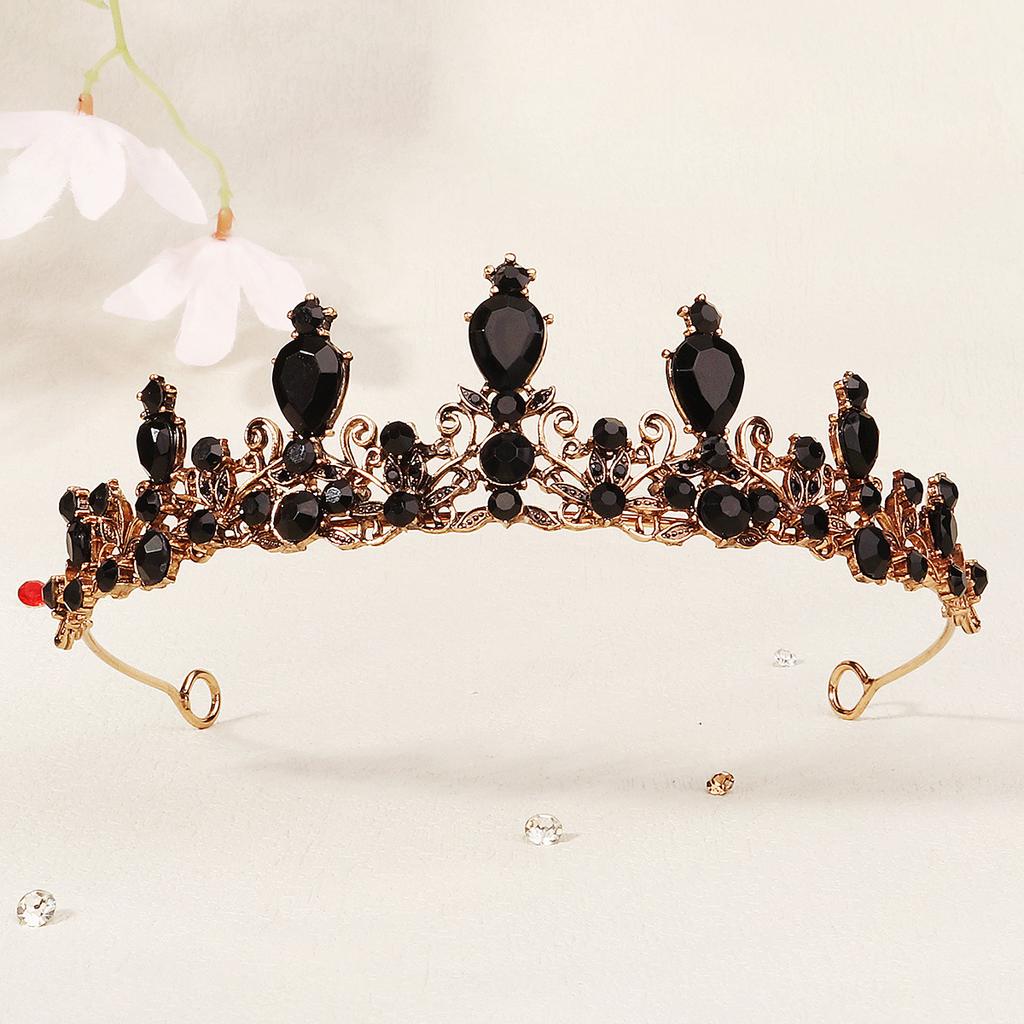 Halloween Jewelry Rhinestone Alloy Crown Holiday Party Dance Dress Headdress High-end Black Crown
