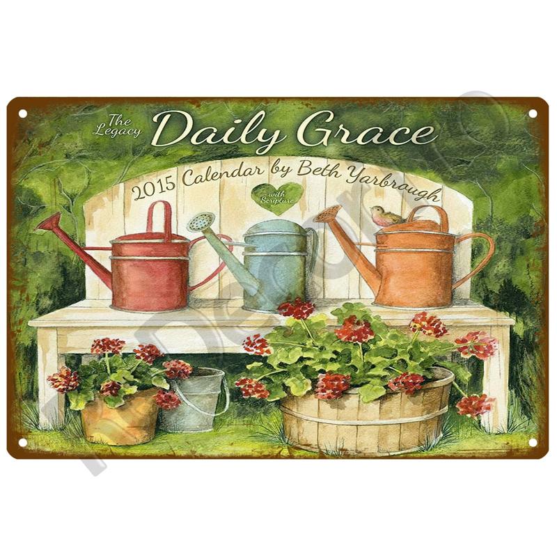Retro Tin Sign Poster Garden Vintage Wall Poster Metal Sign Decorative Wall Plate Flower Plaque Metal Vintage Decor Accessories