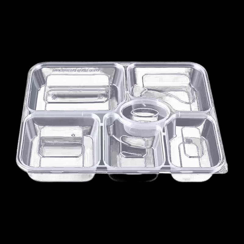 Disposable 6-Compartment Rectangular Food Container