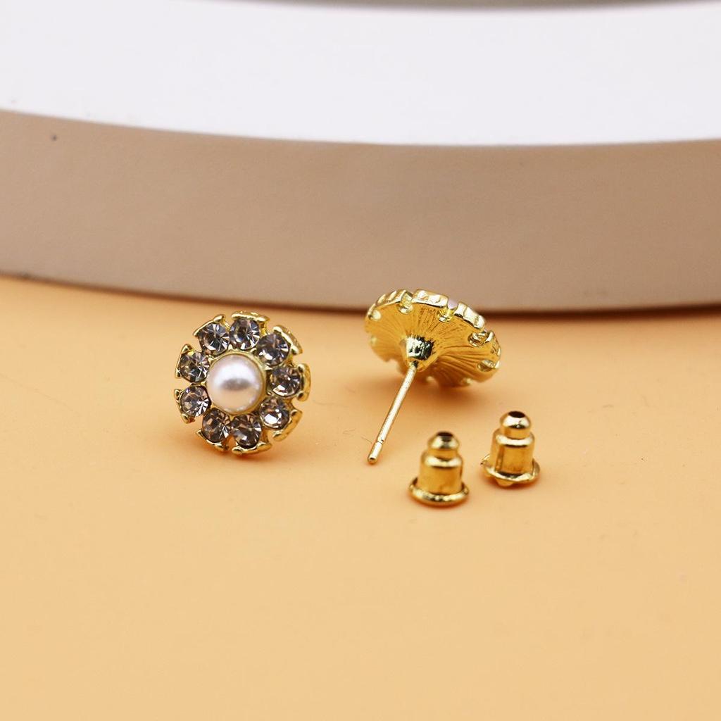 8-Pair Gold-Plated Rhinestone Alloy Ear Stud Set - Eco-Friendly, Versatile, Personality Trend Women's Earrings