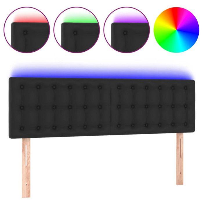 VidaXL Tête de Lit à LED Meuble de Chambre à Coucher Accessoire de Lit Double Tête de Cadre de Lit Intérieur Noir 3121702