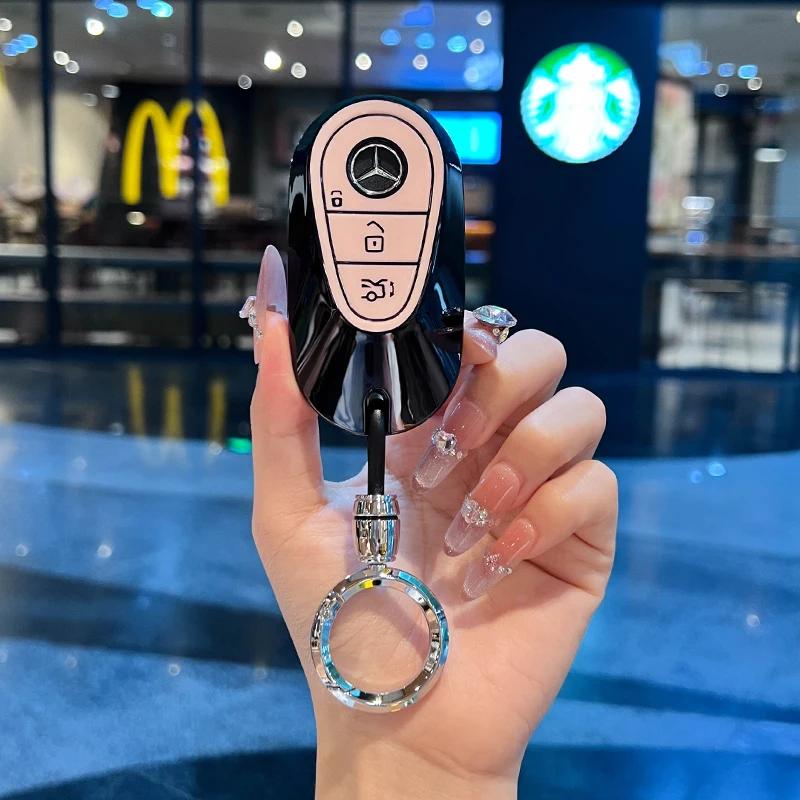 RPO5 For Mercedes Benz W206 W223 C S Class S350 C200 C260 C300 S400 S450 S500 S480 S580 TPU Car Key Case Cover Remote Holder Keychain