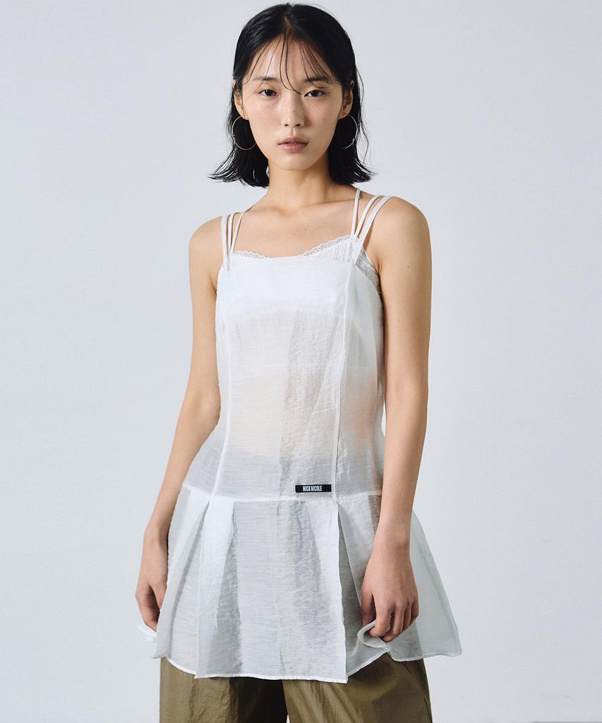 Nigaennikol Sheer Layered Strap Dress_White