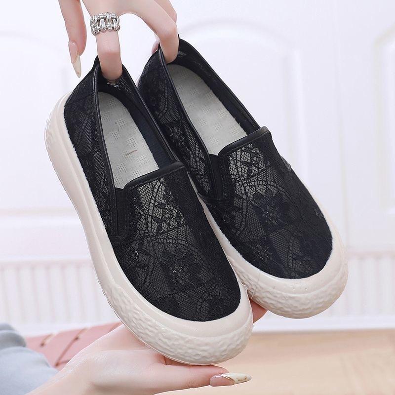 Женская обувь обувь для рыбалки дышащие кружевные сетчатые туфли повседневная обувь на толстой подошве для детей 36 чёрный 1114₽