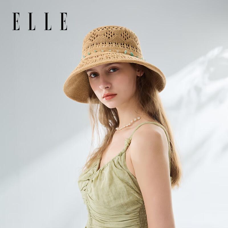ELLE Women s Elegant Hollow Sun Protection Straw Hat 56-58CM
