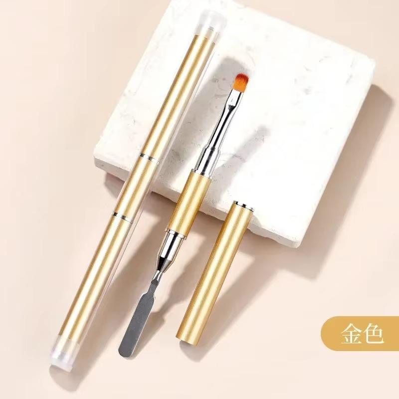 New Dual Ended Poly Nail Gel Brush Picker 2 IN 1 Design Nail Brush and Spatula Stainless Steel Gel for Nails Extension Gel Tool
