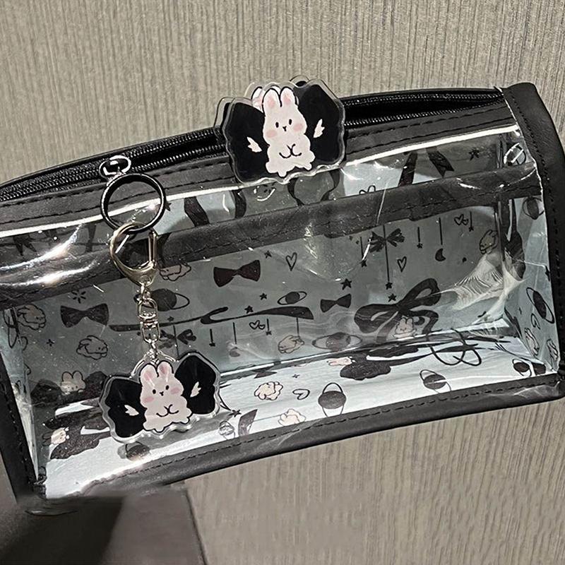 Cartoon Translucent Pencil Case Multi-Layer Vertical Large-Capacity Stationery Storage Bag School Supply Cosmetic Bag