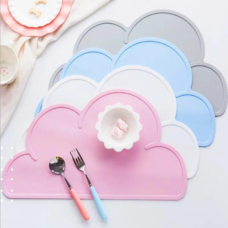 Cloud Shape Silicone Table Pad Placemat Food Grade Kid Plate Mat Waterproof Heat Insulation Mat Kitchen Gadget Easy Cleaning Mat