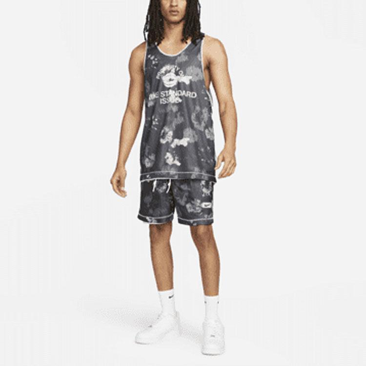 Nike Standard Issue Floral Graffiti Print Reversible Loose Fit Moisture Wicking Quick Dry Sports Casual Basketball Shorts Men shorts Black DH7387-050
