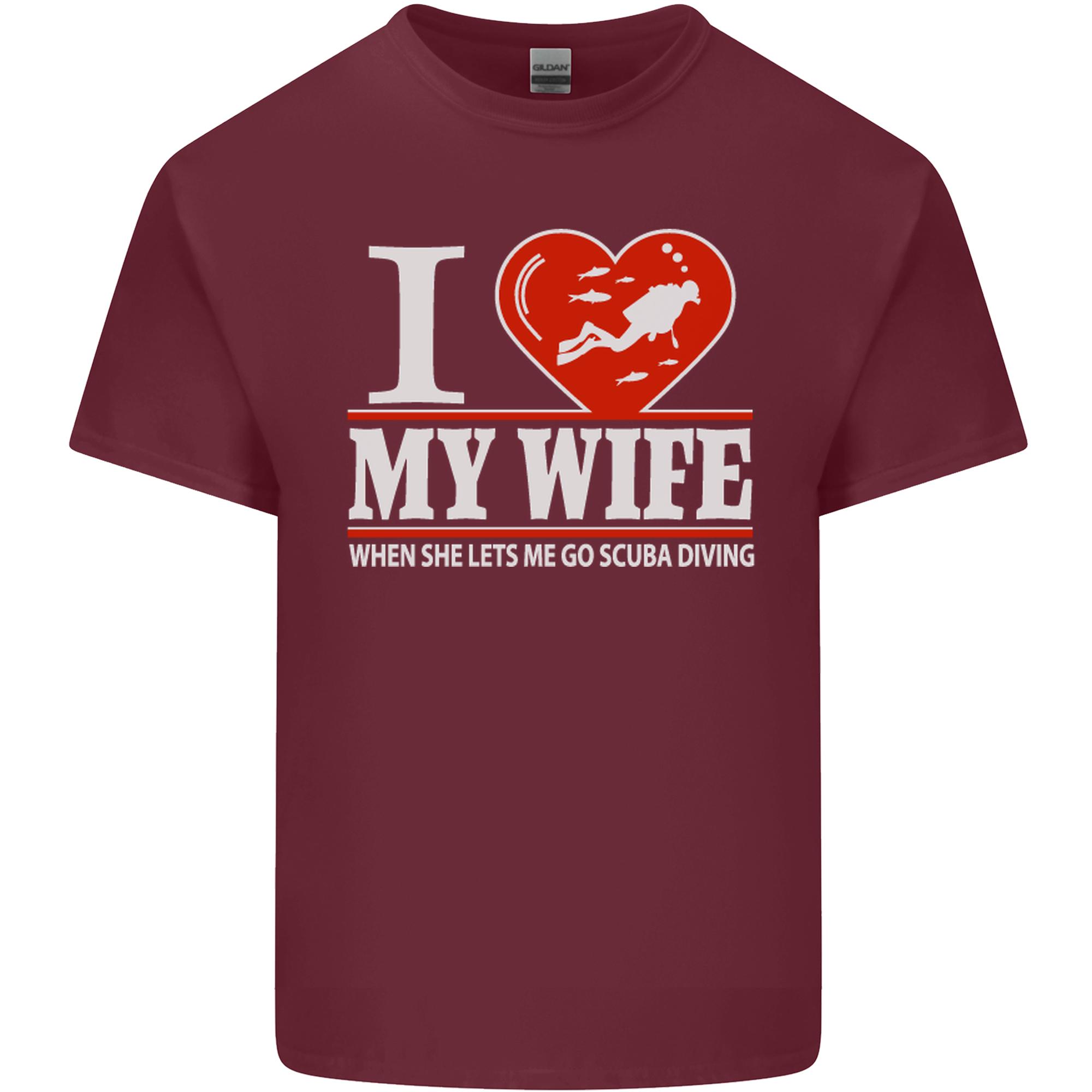 I Heart My Wife Scuba Diving Diver Dive Unisexs Light Cotton TShirt S