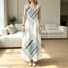 Women's U-Neck Striped Sleeveless Maxi Dress Loose Fit Soft Summer Beach Vacation Dress for Daily Casual Wear