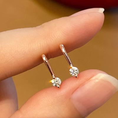 European And Korean Simple Inlaid Zircon Stud Earrings, Daily Matching Minimalist And Small Earrings, Fashionable And Popular Women