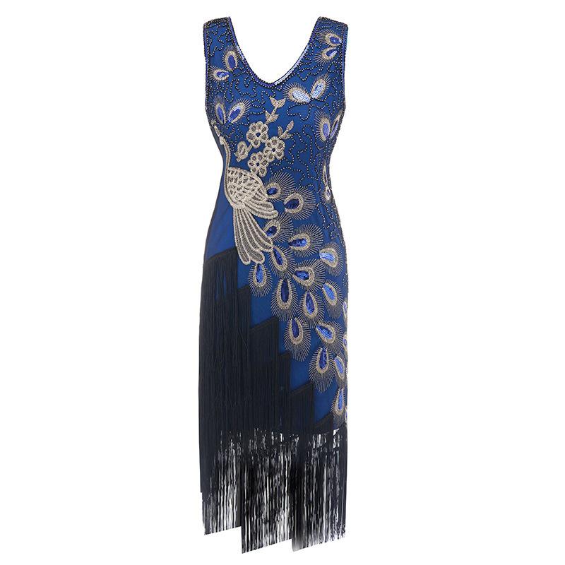 Gatsby 1920s Retro Pailletten Kwastjes Kralen Avondjurk