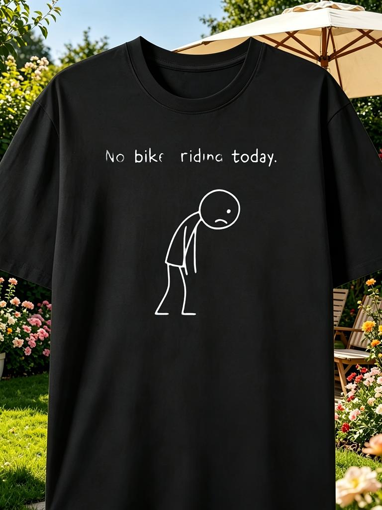 Funny No Bike Riding Today Black Casual T-Shirt for Men 2026 Black Casual T-Shirt 01, 2026 Summer Short-Sleeved Printed