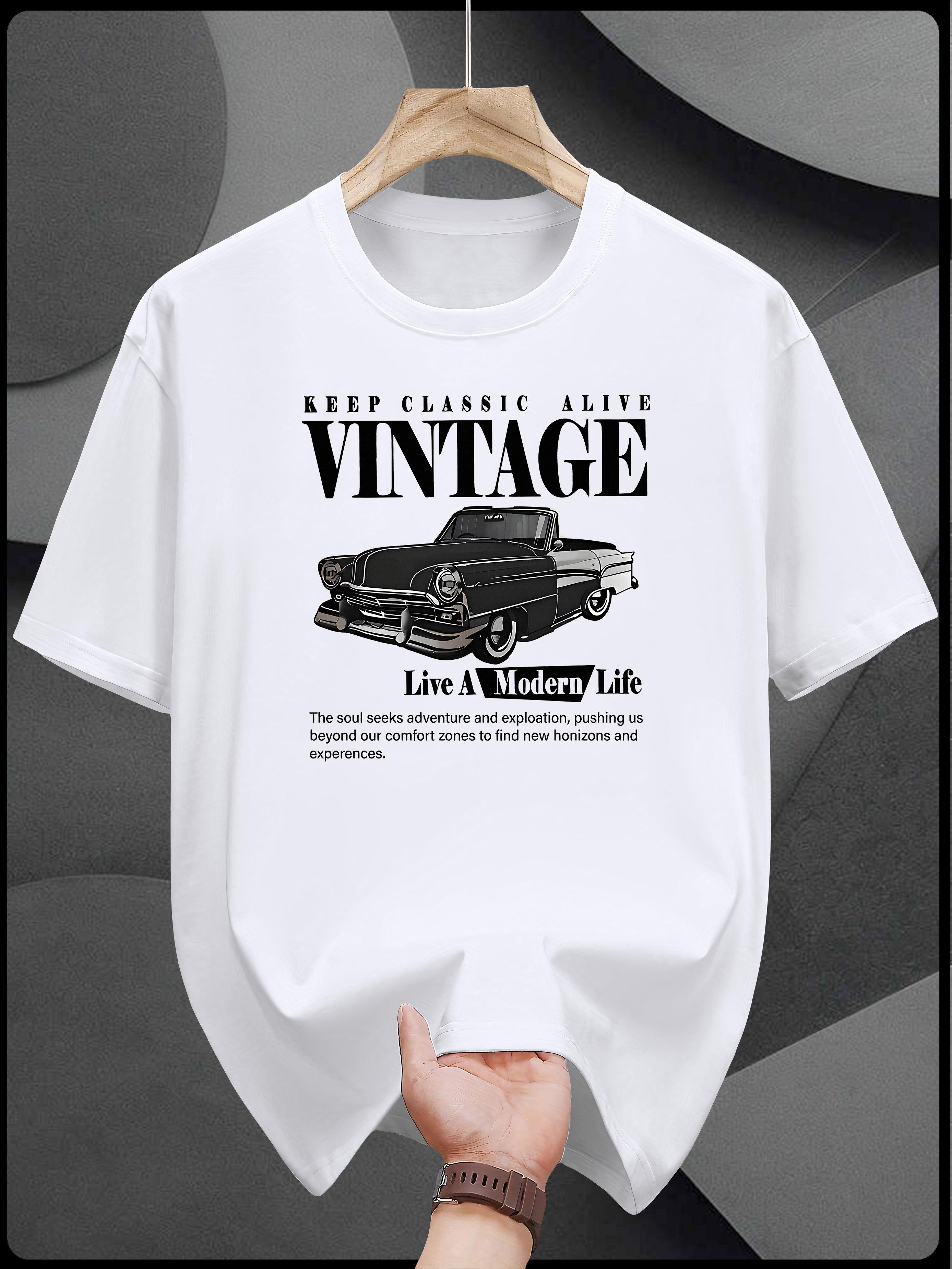 

Vintage Car Graphic T-shirt - Black Retro Keep Clam & Live Well Short Sleeve Tee XL