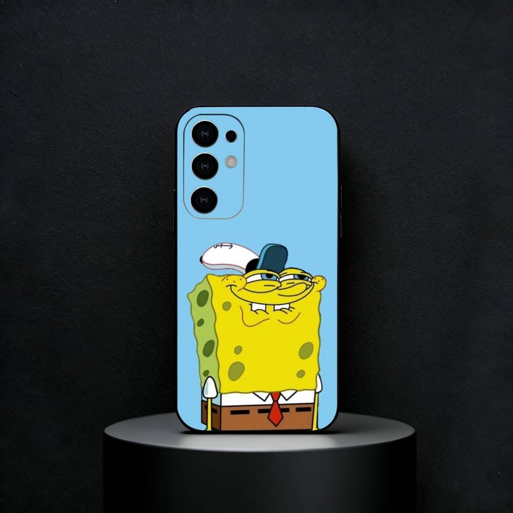 Cartoon S-Spongebob Phone Case For Samsung S25,S24,S23,S22,S21,S20,Ultra,Plus,FE Black Soft Cover