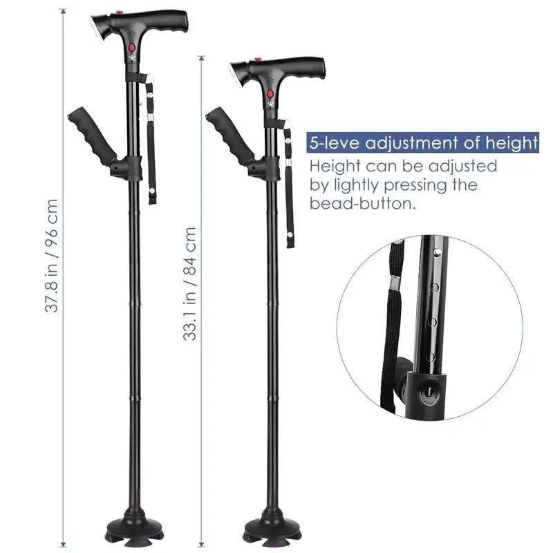Cross-Border Trusty Cane: Five-Section Lighted Walking Stick with Voice Broadcast