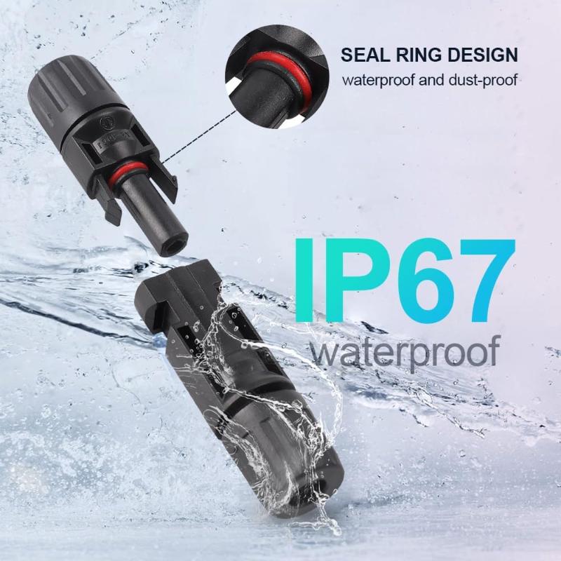 Solar Connectors 5 Pairs Low Resistance Pure Copper Core Waterproof Flame Retardant for Commercial PV Panel Installation