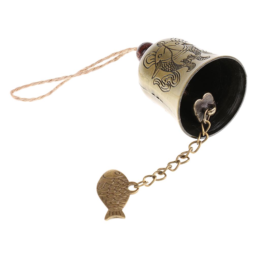 Lucky Feng Shui Bell Buddha Coin for Wealth and Safe & Success - Home Garden Patio Tree Car Interiors Hanging Charm Wind Chime
