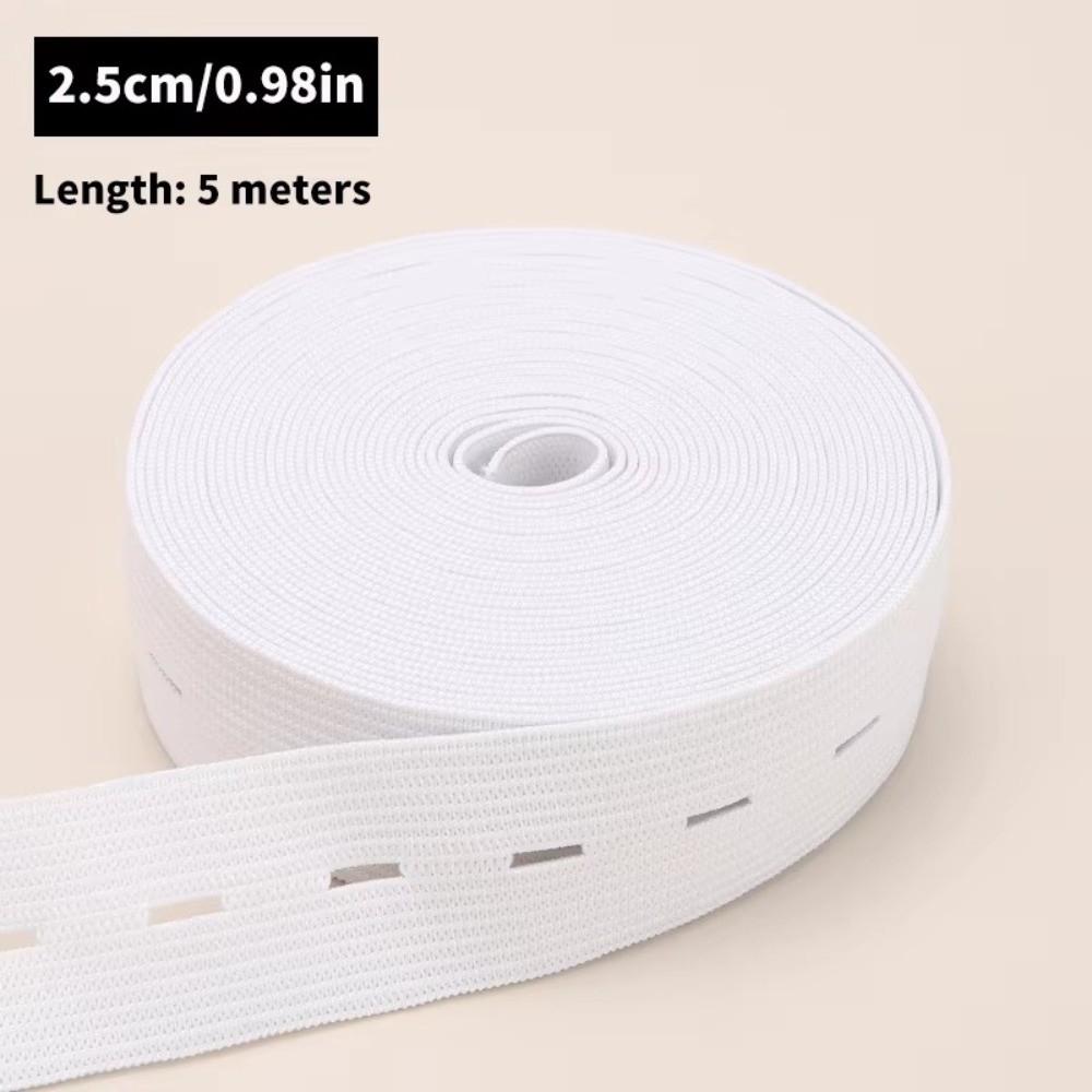 Black White Button Hole Elastic Belt Adjustable Hole Flat Band Elastic Stretch Belt DIY 1.5/2/2.5/3cm Width