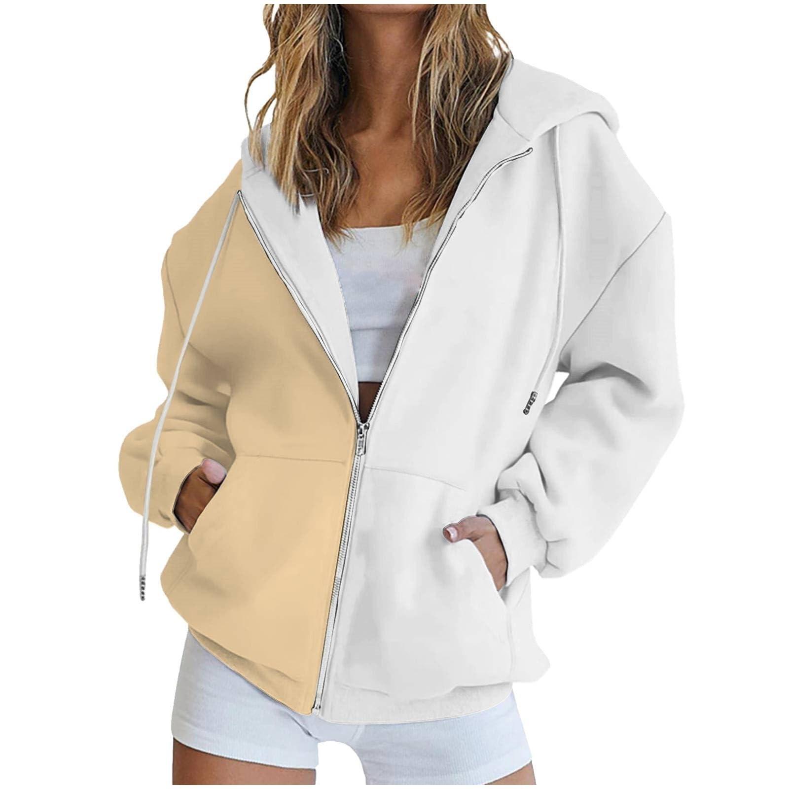 

Women s Fashionable Casual Long-sleeved Pullover Hooded Jacket L бежевый