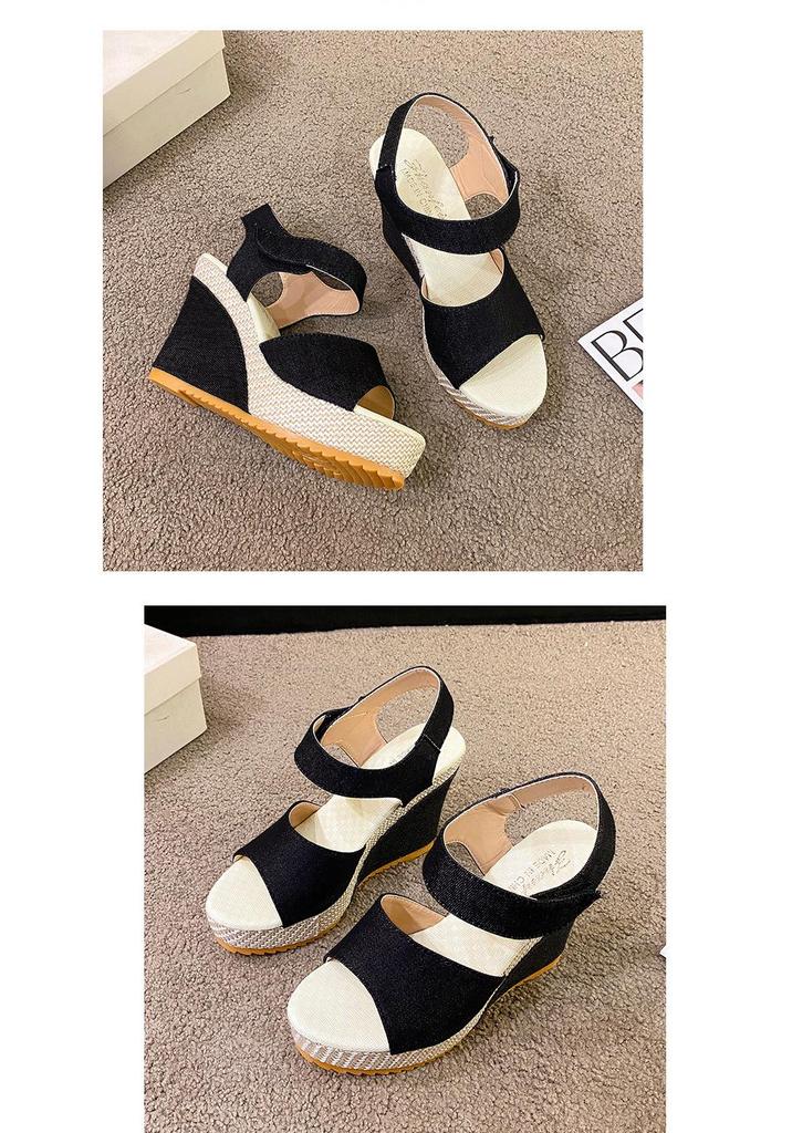 Women's Platform Wedge Peep-Toe Sandals with Round Toe High Heel for Outdoor Wear