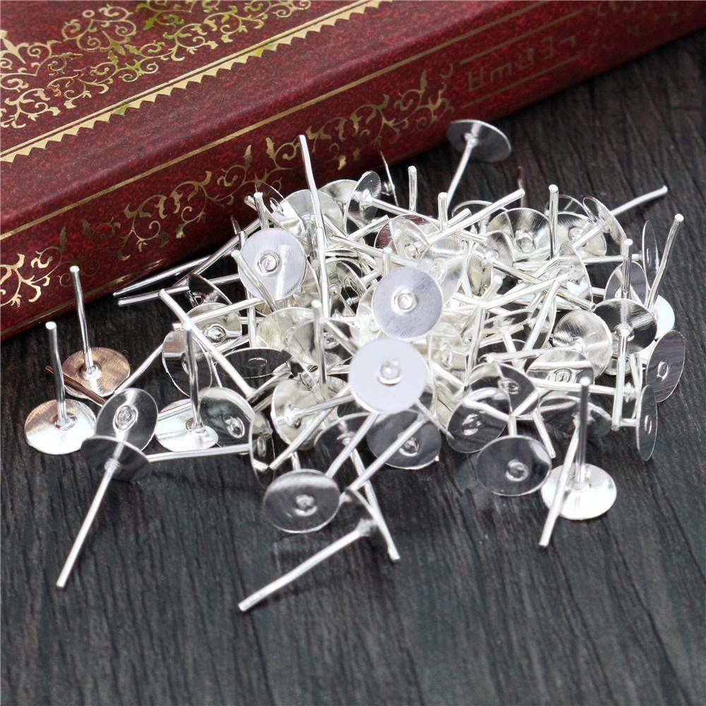 

4 мм 6 мм 8 мм 10 мм 12 мм 100 шт./Лот Модные 5 Цветов Нержавеющая Сталь Железо Пусеты для Серёг пустая основа Штырек для Серьги (с пробкой) База 4mm серебряный