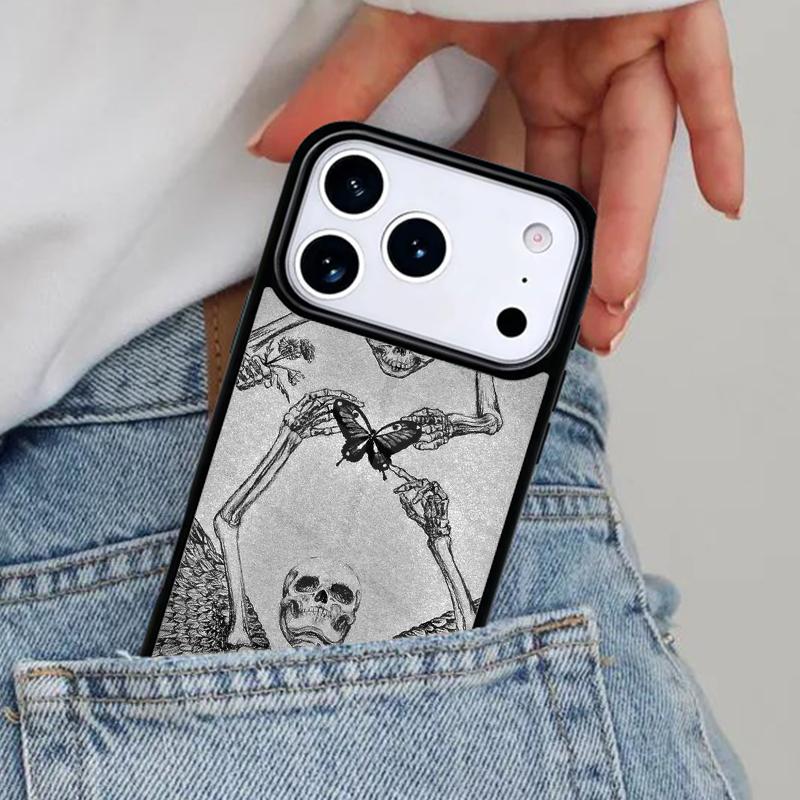 Cute Skull Phone Case for iPhone 16e 15 14 13 12 17 Pro Max Plus Air 17pro Cover Coque