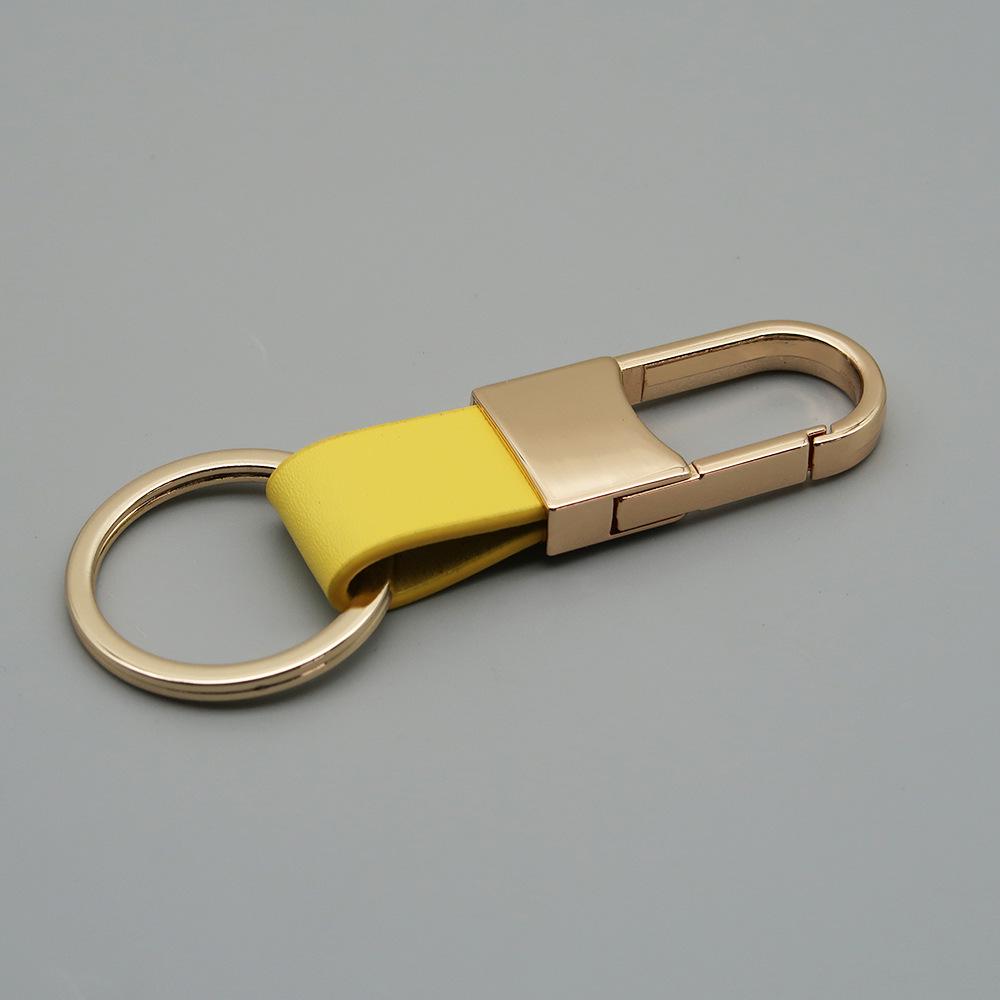 Metal and Genuine Leather Car Keychain with Customizable Laser-Engraved Logo