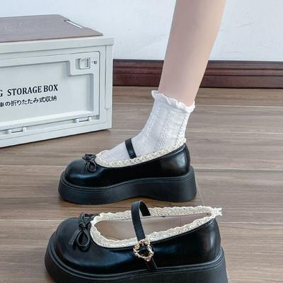 French Round Head JK Platform Lace Small Leather Shoes Women's Skirt Mary Jane Single Shoes Women's Spring New