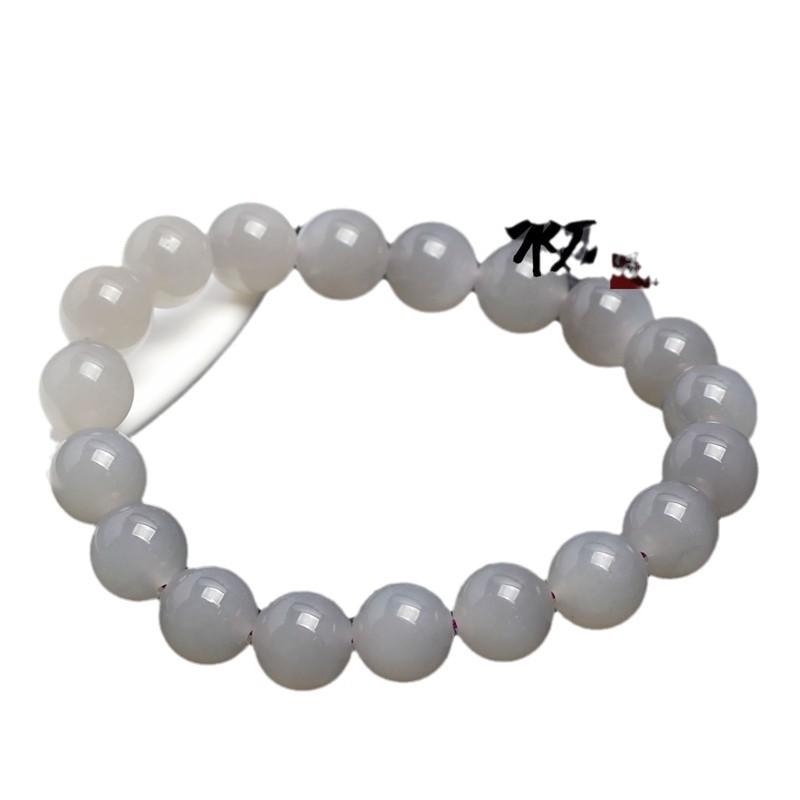 Hongchu Crystal Natural Imperial Smoky Purple Hetian Jade Bracelet Elegant Smoky Gray Hetian Jade Round Bead Bracelet