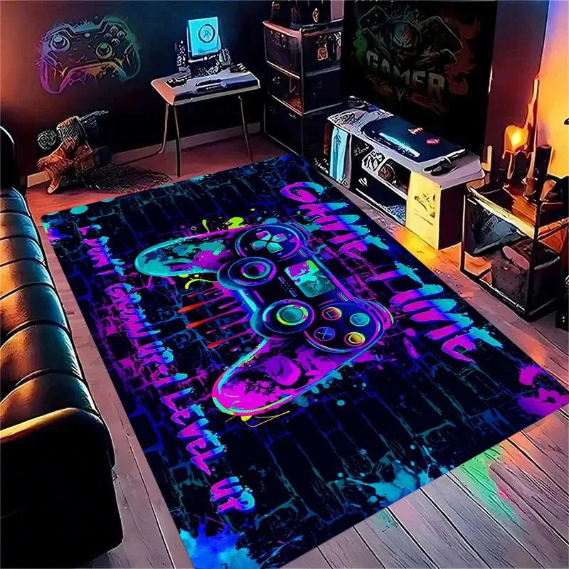 Gaming for Boys Room Gamer Casual Carpet with Controller Design Rug for Game Room Bedroom Decor Machine Washab Mat