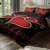 3pcs (1 Duvet Cover, 2 Pillowcases, Coreless), Black and Red Valentine's Day Heart, Love Design Printed Pattern Bedding Set