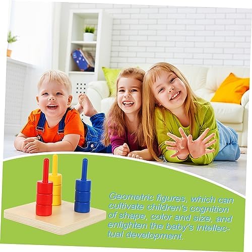 Milisten Color & Shape Sorting Toy Wooden Geometric Stacker Fine Motor Skills & Color Recognition Learning Toy for Toddlers 1+ Year