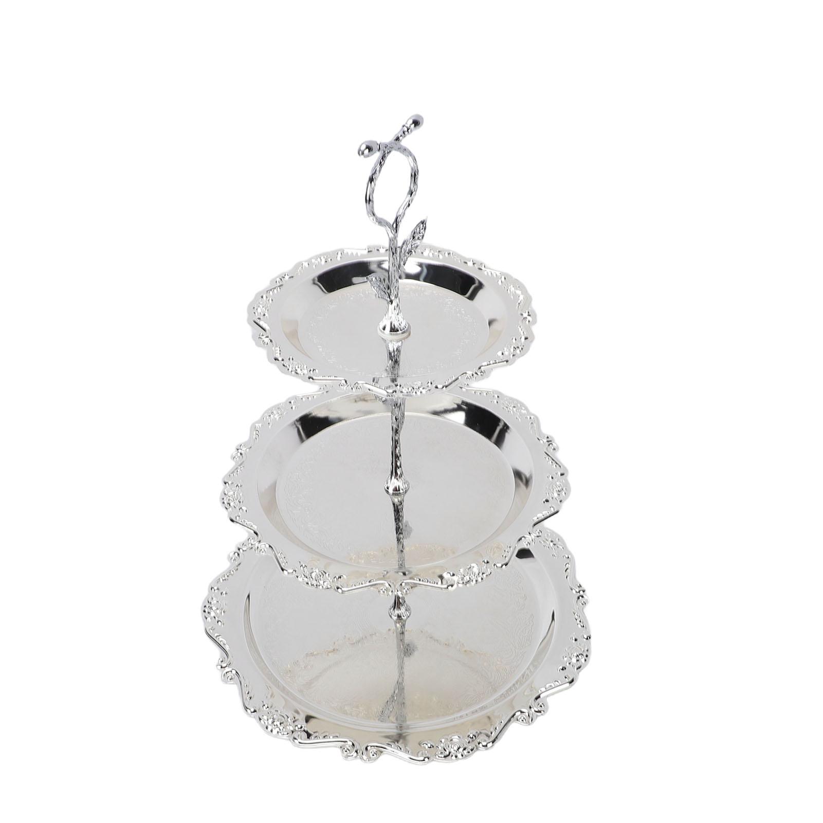 European Cake Stand Metal 3 Tiered Dessert Plate Serving Tray for Wedding Birthday Party Banquet Table Decoration