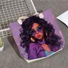 Multifunctional Black Girl Printed Thick Rope Shoulder Beach Bag 7581