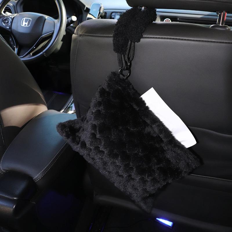 Camellia Love Plush Car Tissue Box - Hanging Armrest & Center Console Decor.