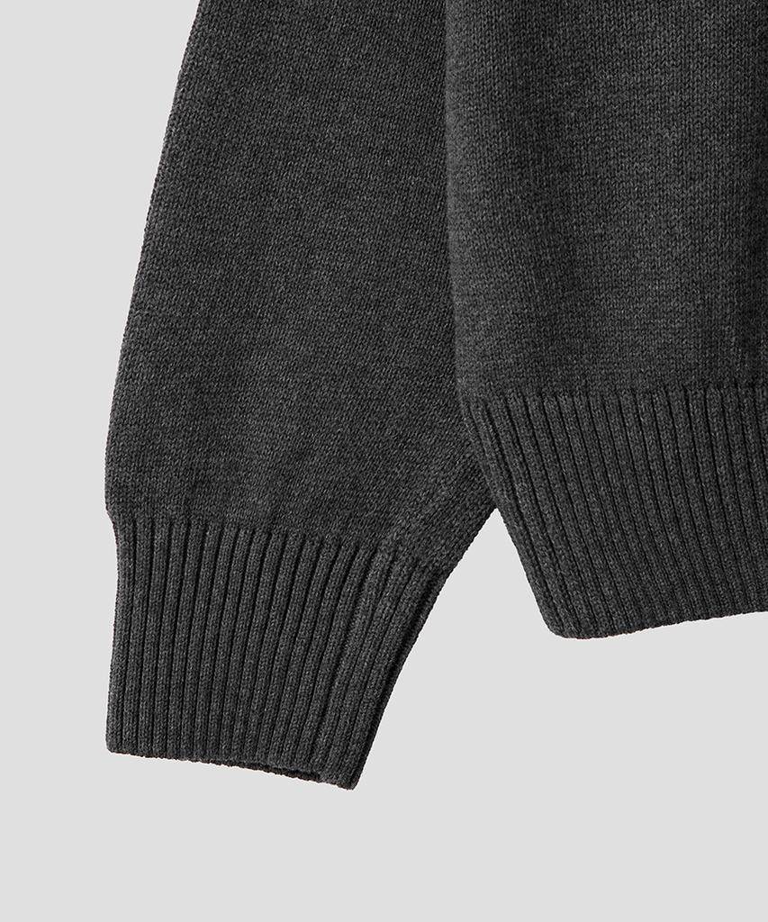 ASP Cotton V-Neck Knit Melange Charcoal