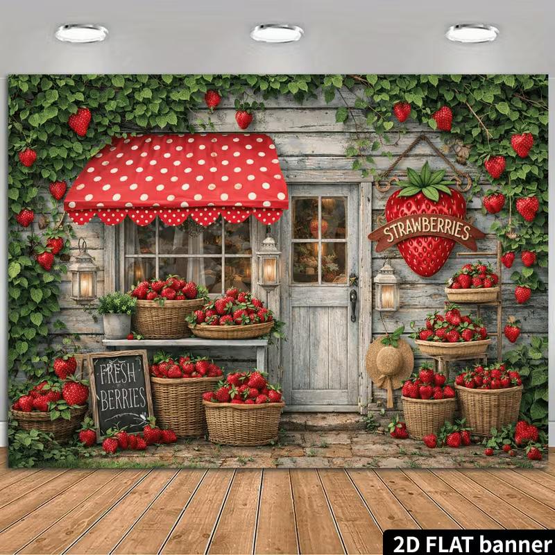

2D Fresh Berry Market Backdrop Baby Shower Photography Background 47.2x31.5inch/120*80cm