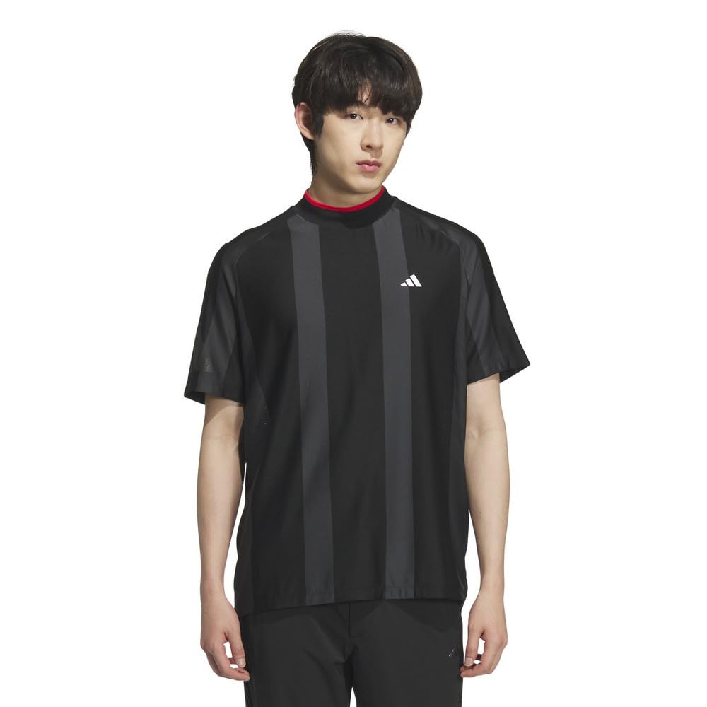 Golf Adizero Mesh Mock Neck Short Sleeve Shirt Black [Adidas Golf] Men's