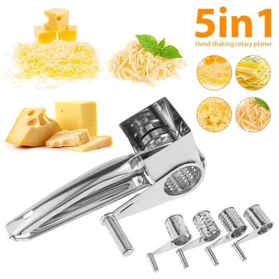 5 In 1 Stainless Steel Cheese Slicer Shredder 4 Manual Rotary Cheese Grater Multifunctional Grater Butter Cutter Kitchen Gadgets