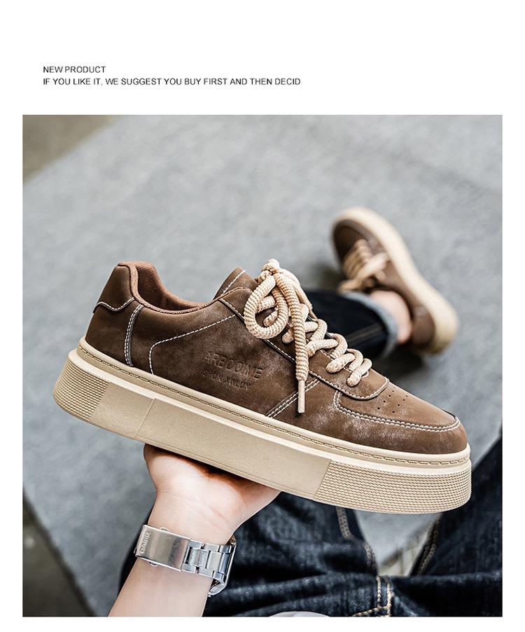 Men's Trendy Black Thick-Soled Breathable Skate Sneakers for Spring/Summer
