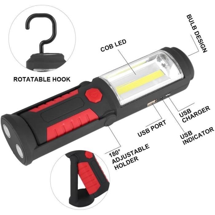 Lampe de Travail LED - ZERODIS - Rechargeable - 2200mAh - 650Lm - Magnétique