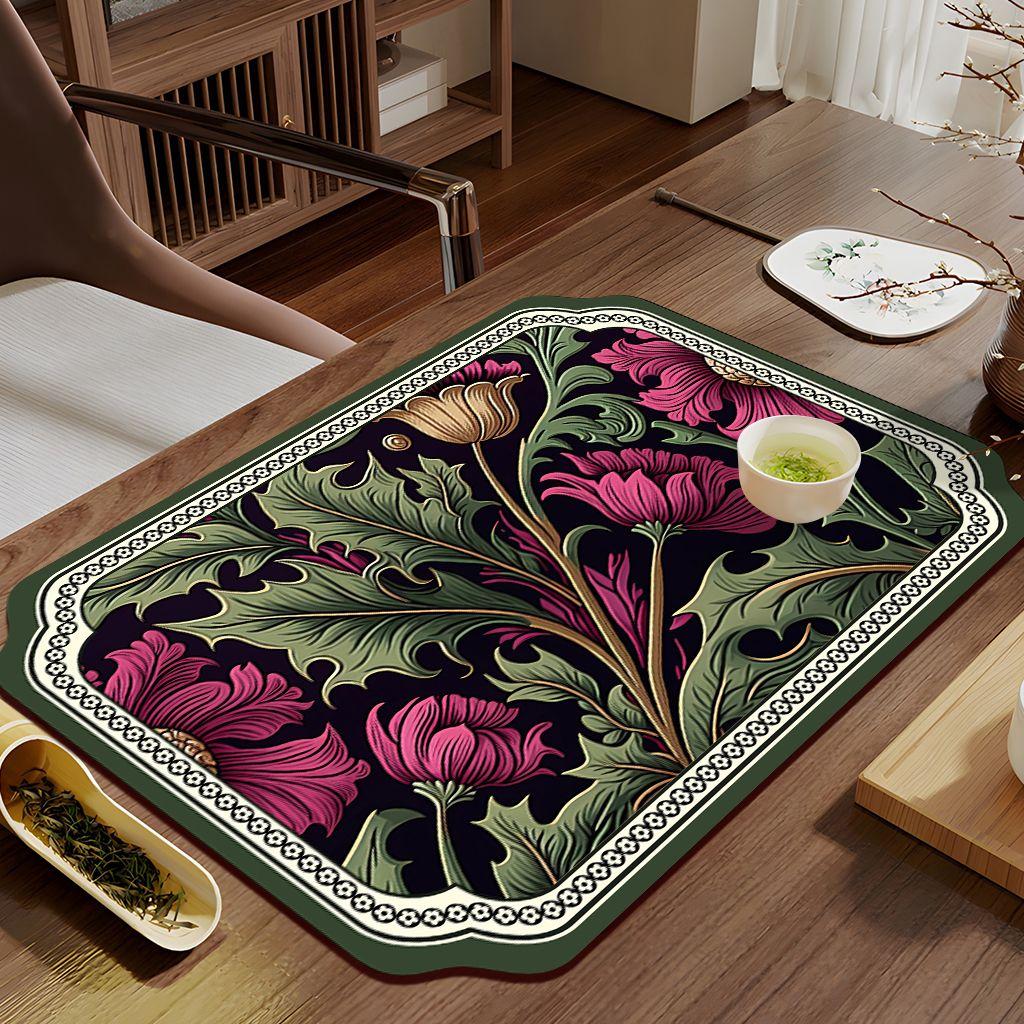 Rectangular Tea Mat Absorption and Quick Drying Tea Tray for Home Living Room Carpet Quick Drying Mat