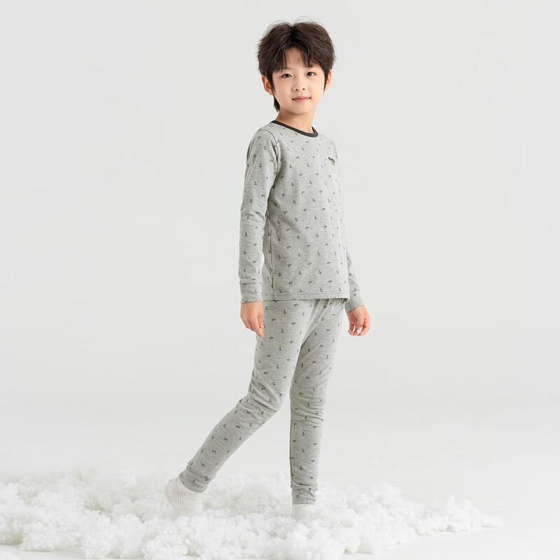 Duoduo Boys' 7A Antibacterial Bear Print Thermal Pajama Set