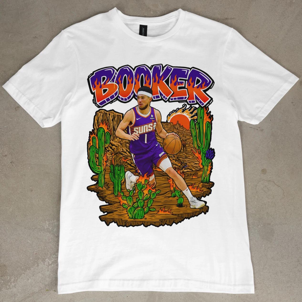

Devin Booker Phoenix Suns T-Shirt Jersey Graphic Tee NBA Retro Vintage S-3xl NEW 4XL