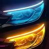 2 Stück DRL Auto Flexible LED Tagfahrlichter Wasserdichtes Streifen Auto Scheinwerfer Weißes Blinklicht Gelbes Brems-Flow-Licht 12V